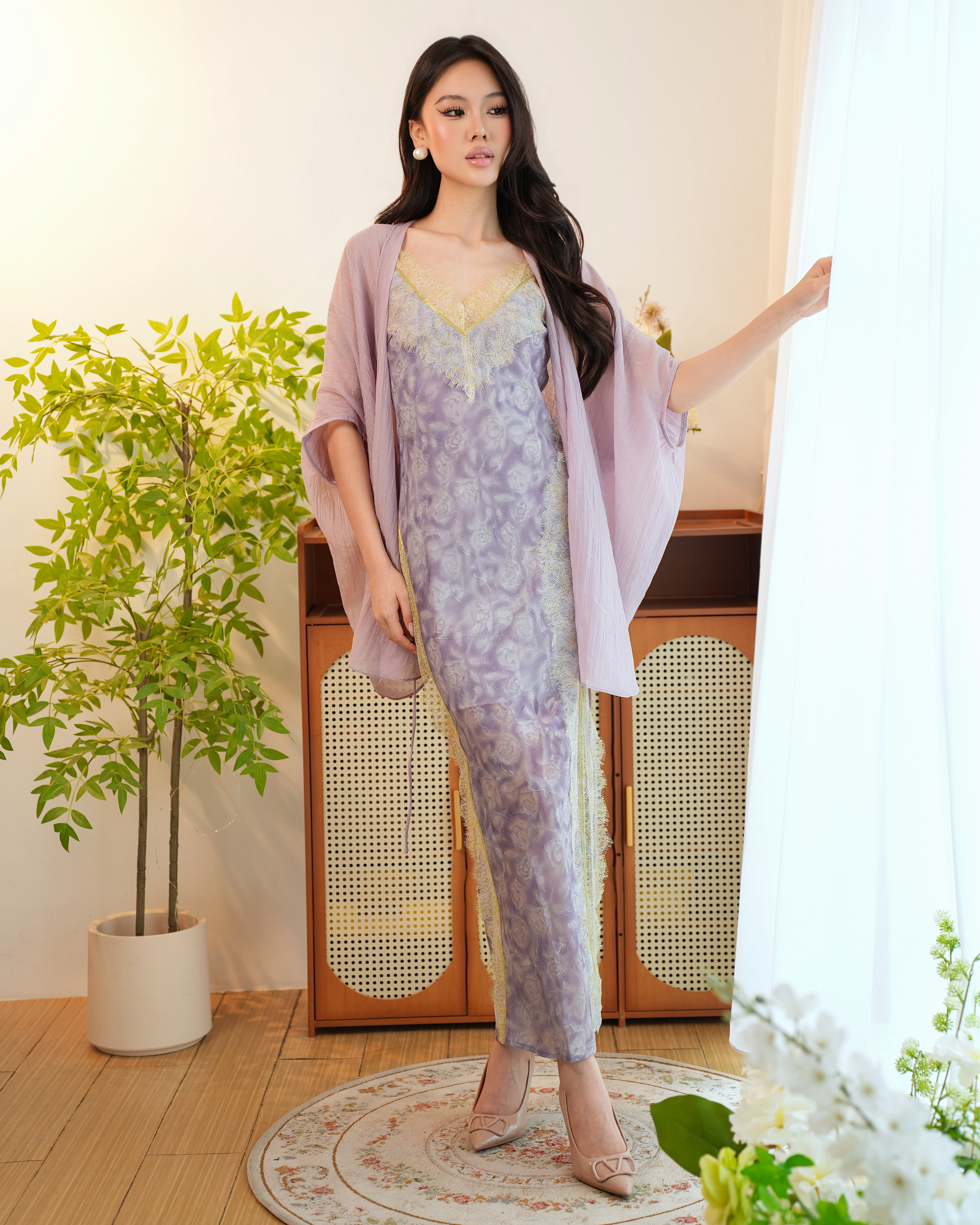 Moonveil Glimmer Lace Dress 2617- Purple