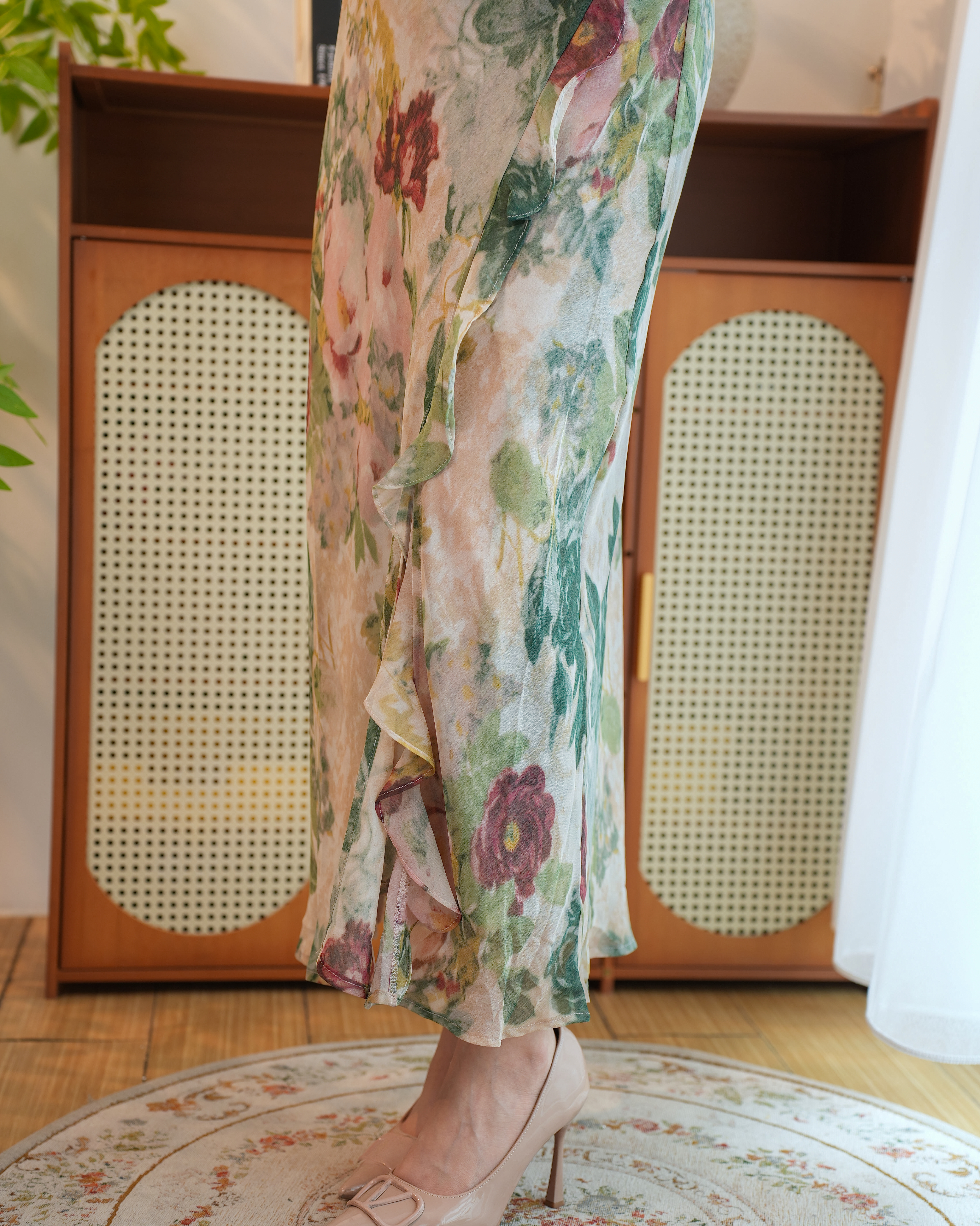 Rosélune Floral Print Dress 2629- Shadow