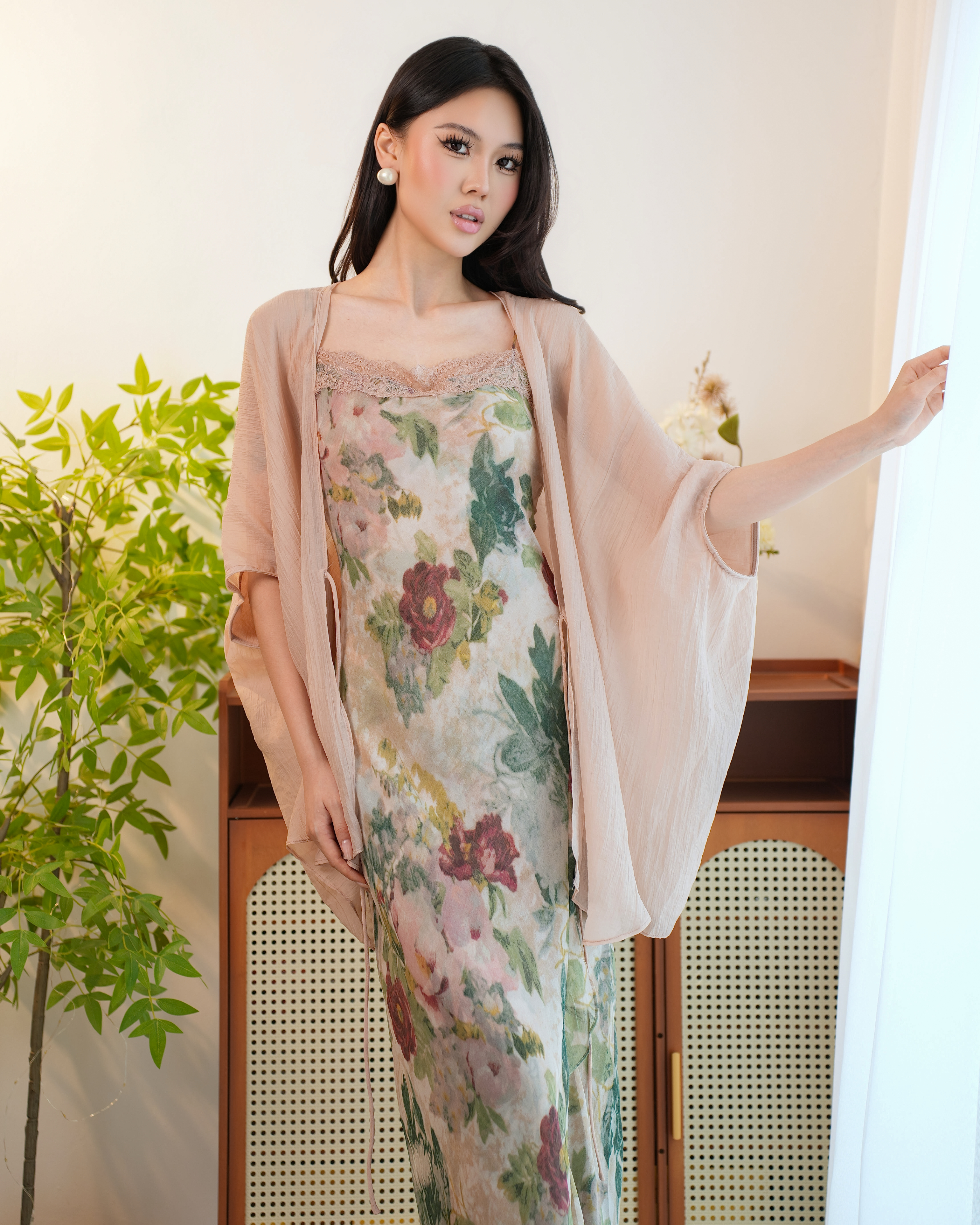 Rosélune Floral Print Dress 2629- Shadow