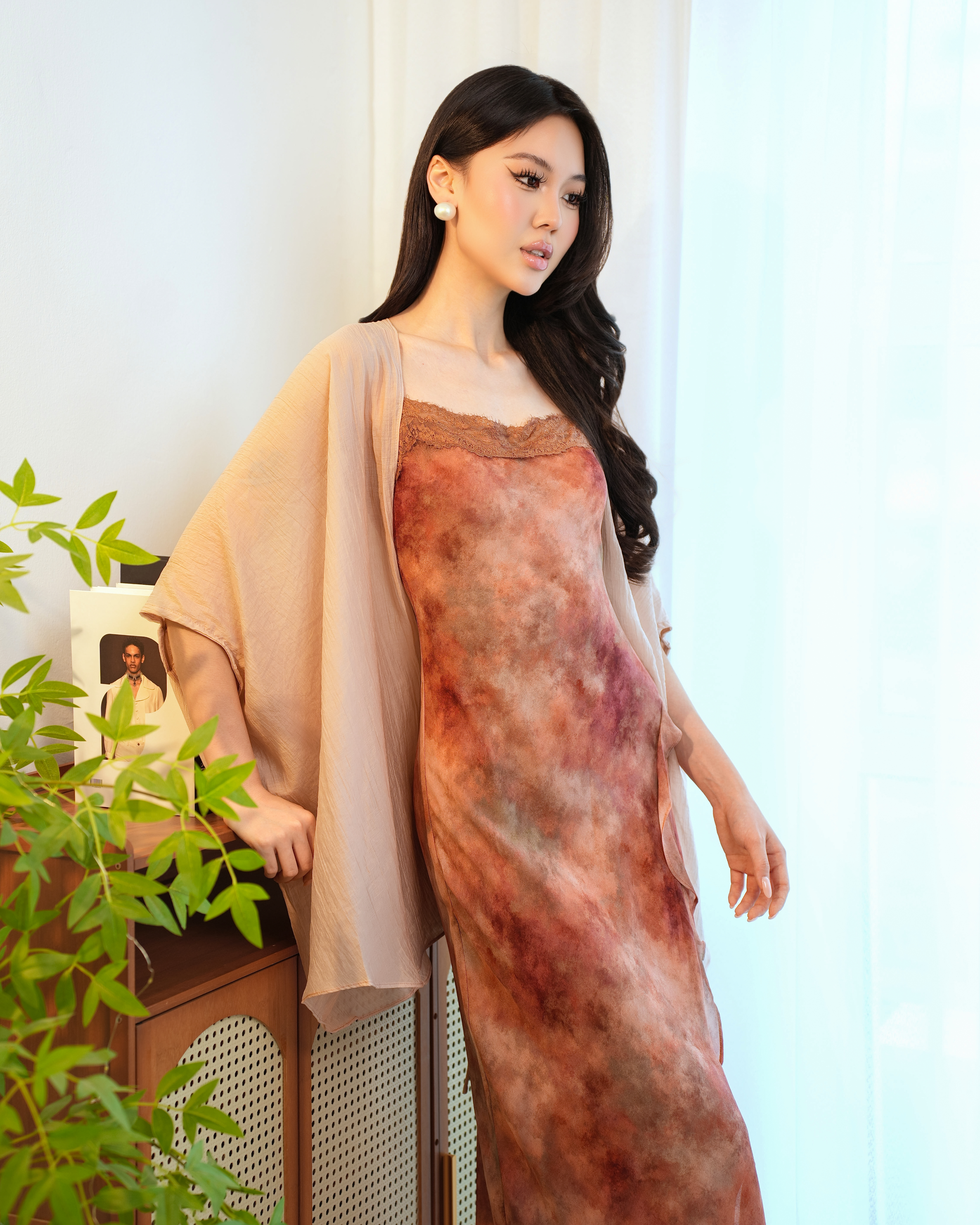 Rosélune Floral Print Dress 2629- Shadow