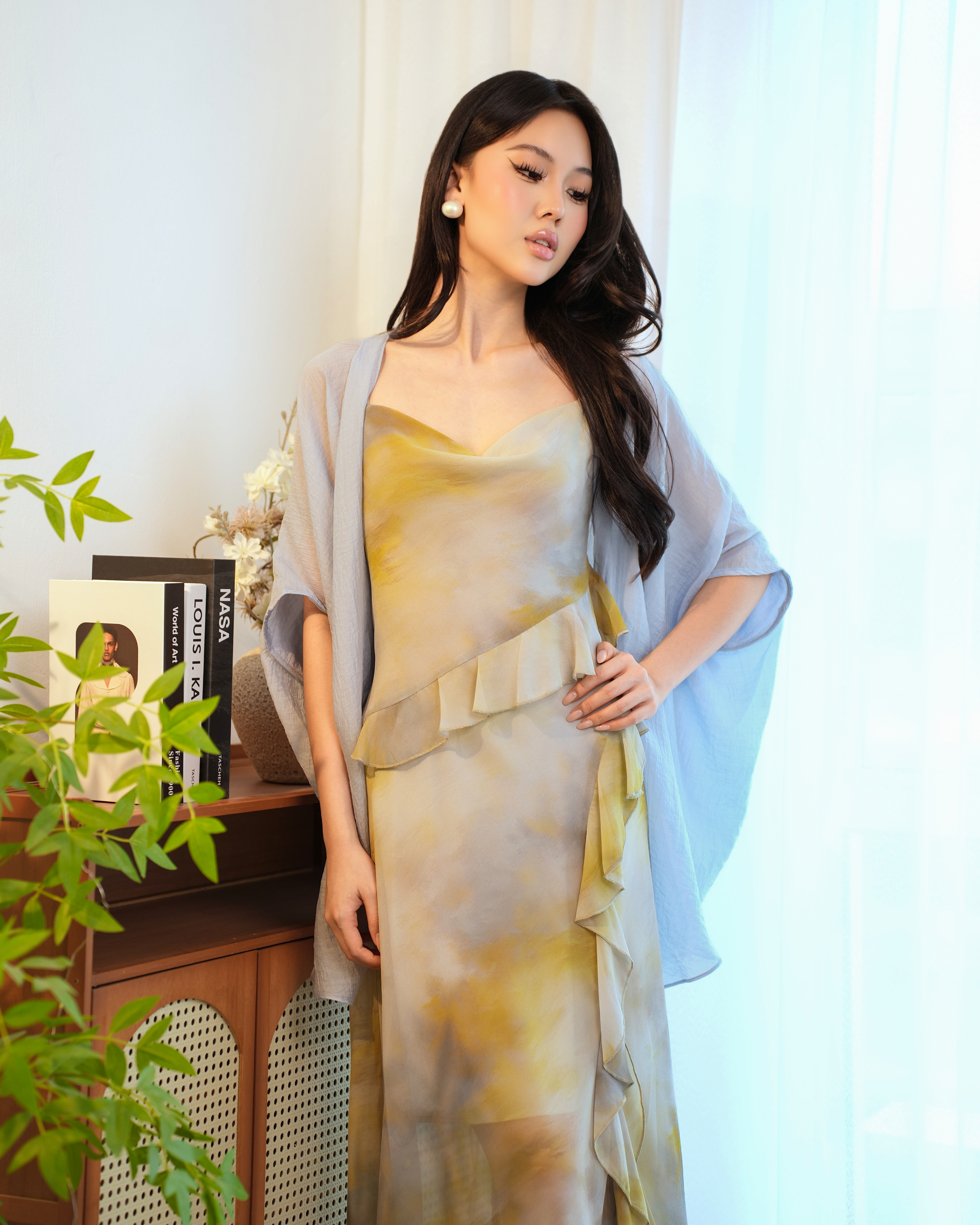 Celestique Satin Cascade Slip Dress 2633- Rose