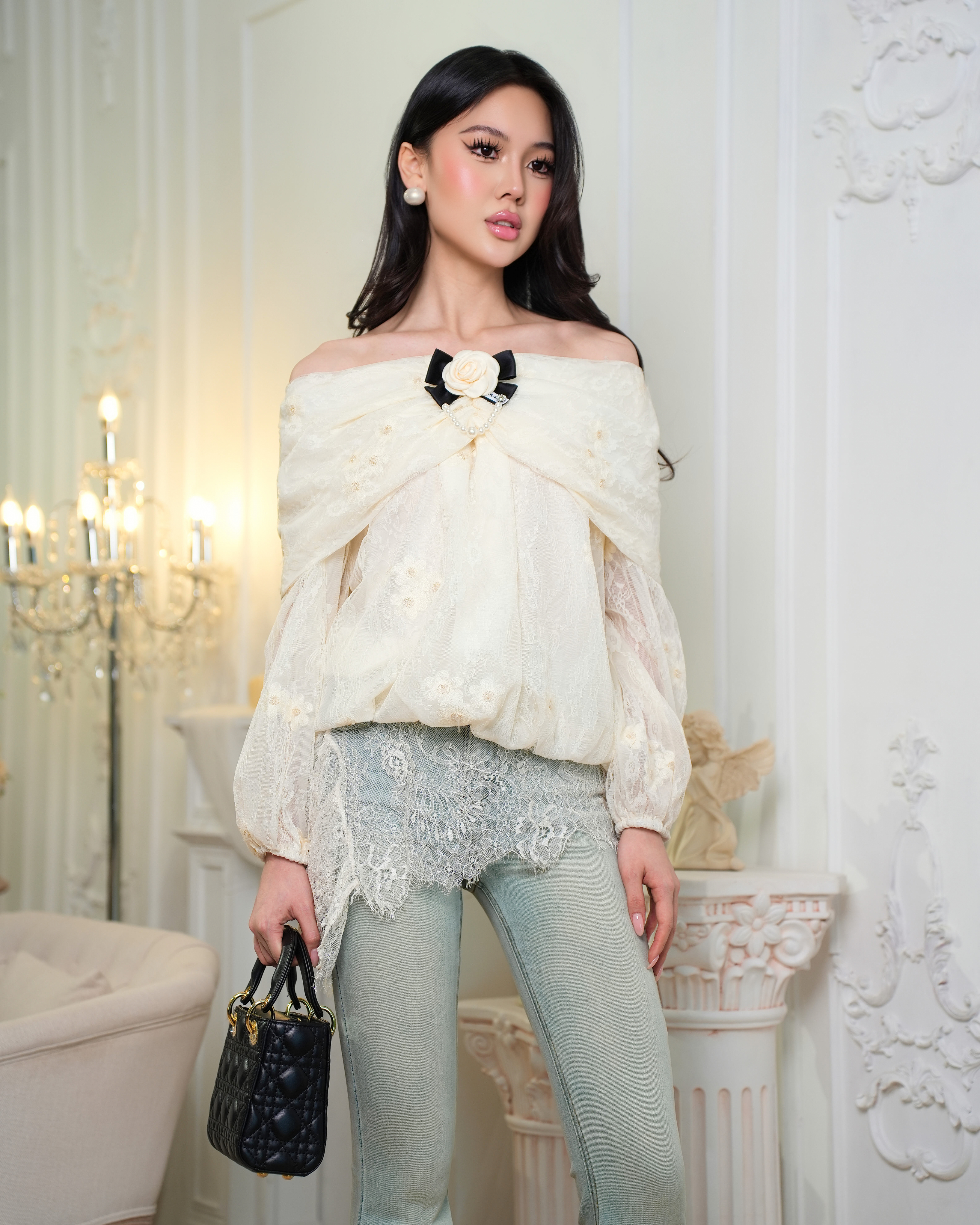 Marivelle Off-Shoulder Long Sleeve Blouse 20176