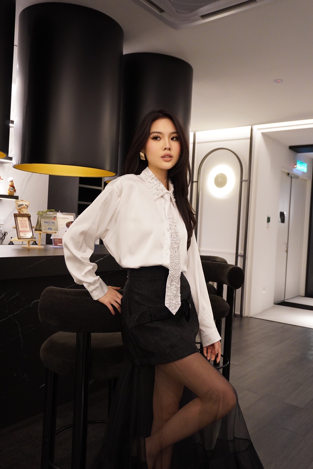 Celeste Pearl-Tie Blouse MC2037