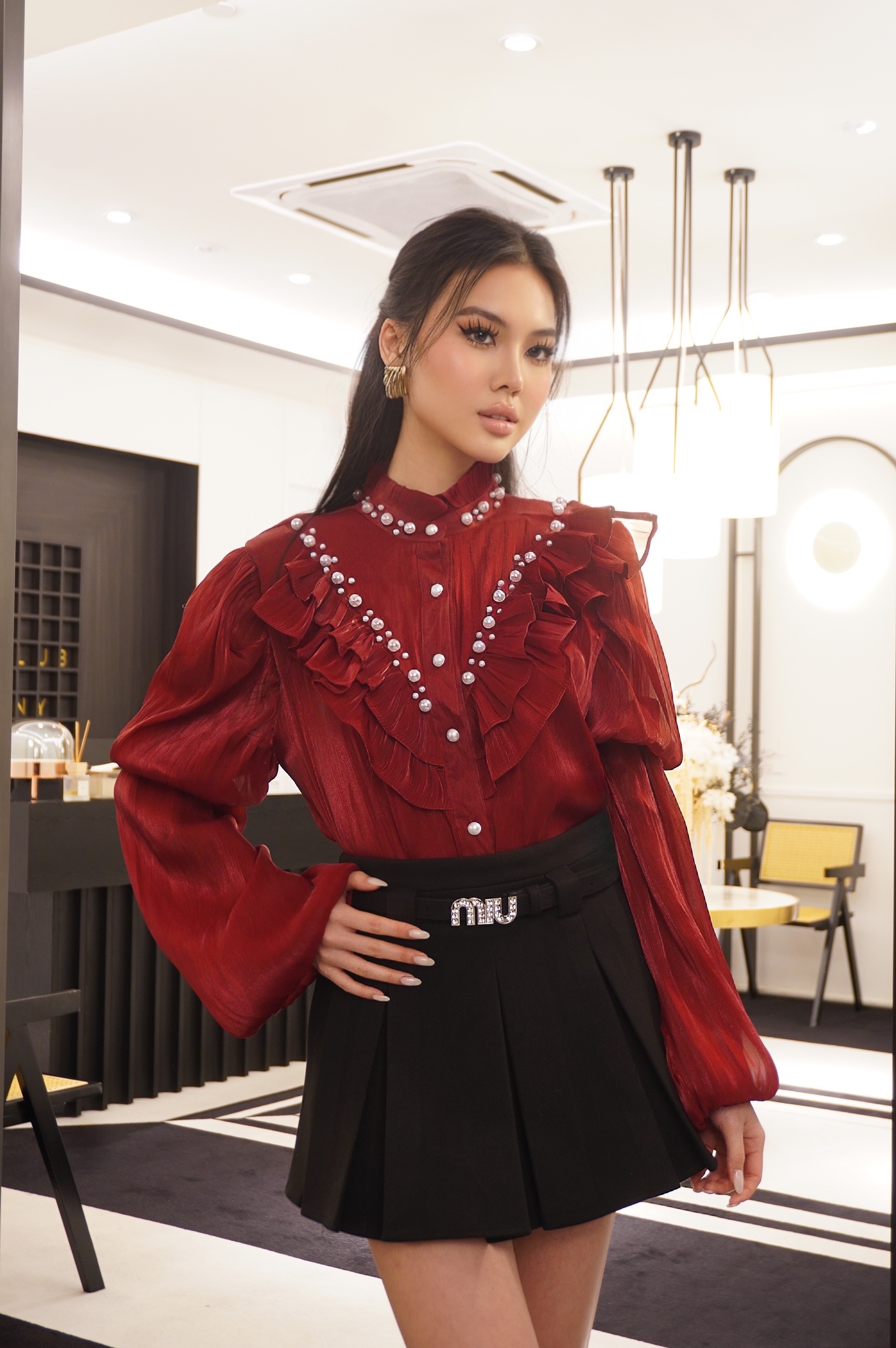 Pearl Frill Tensel Blouse MC2076