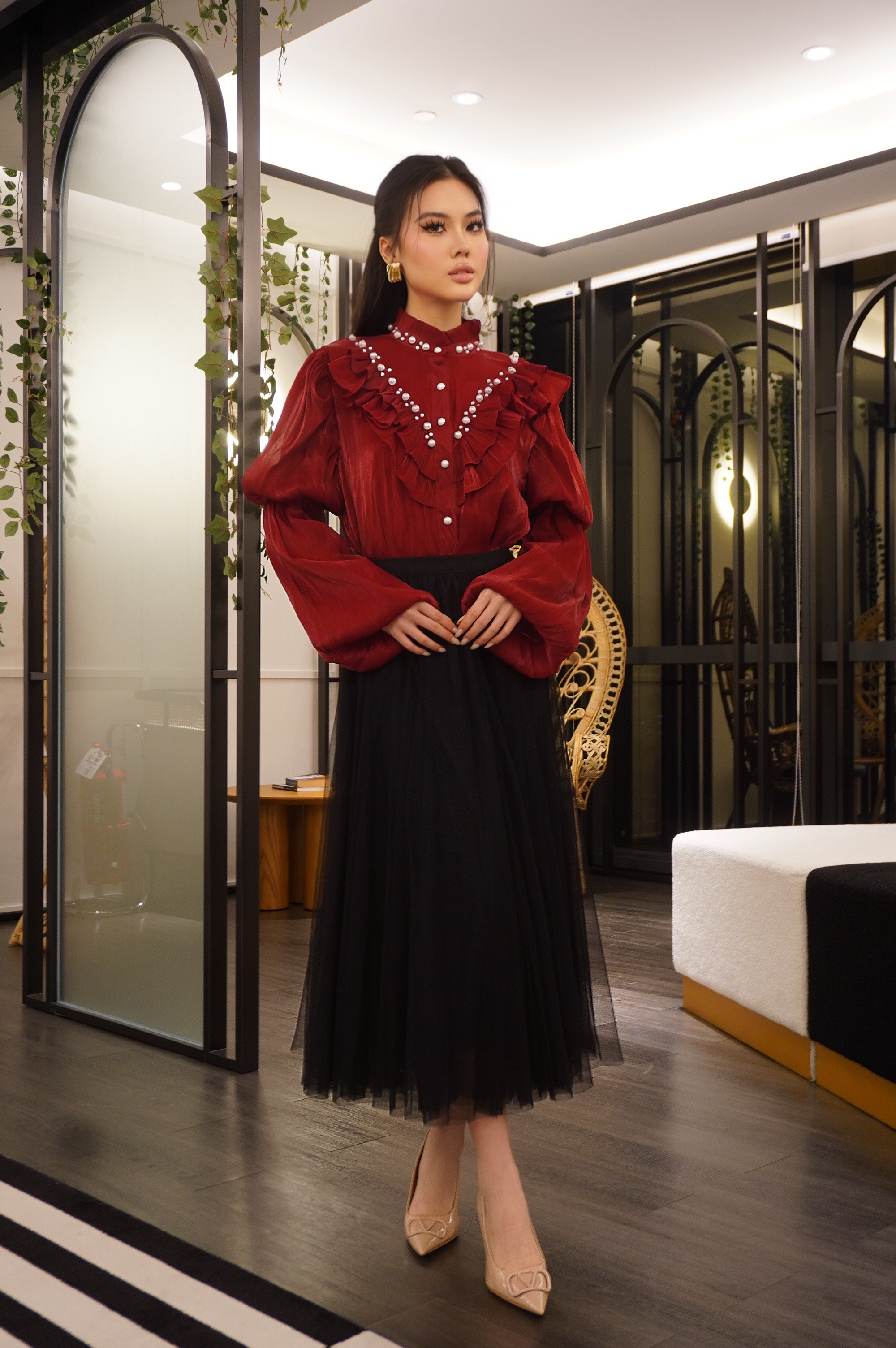 Pearl Frill Tensel Blouse MC2076