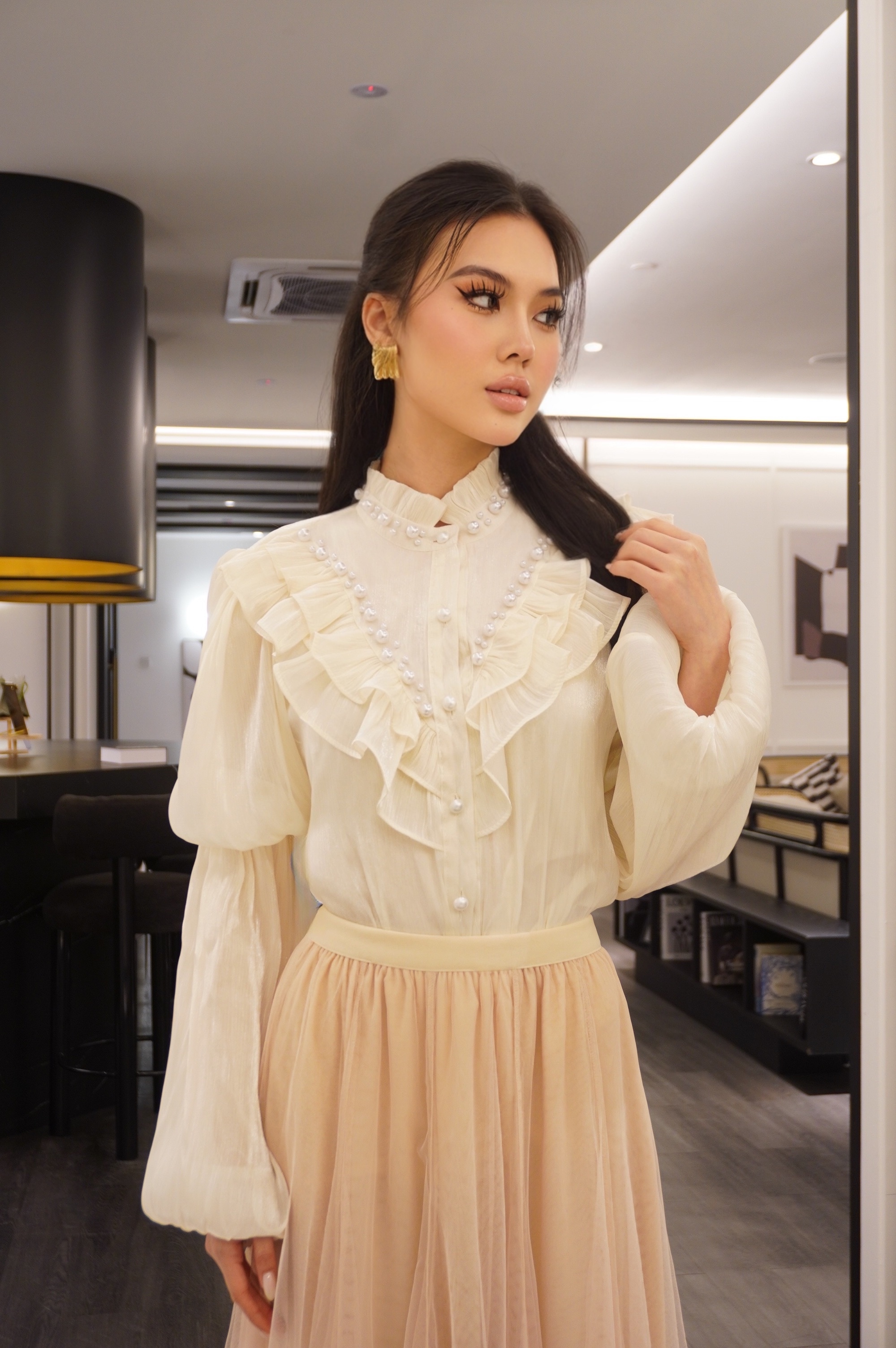 Pearl Frill Tensel Blouse MC2076