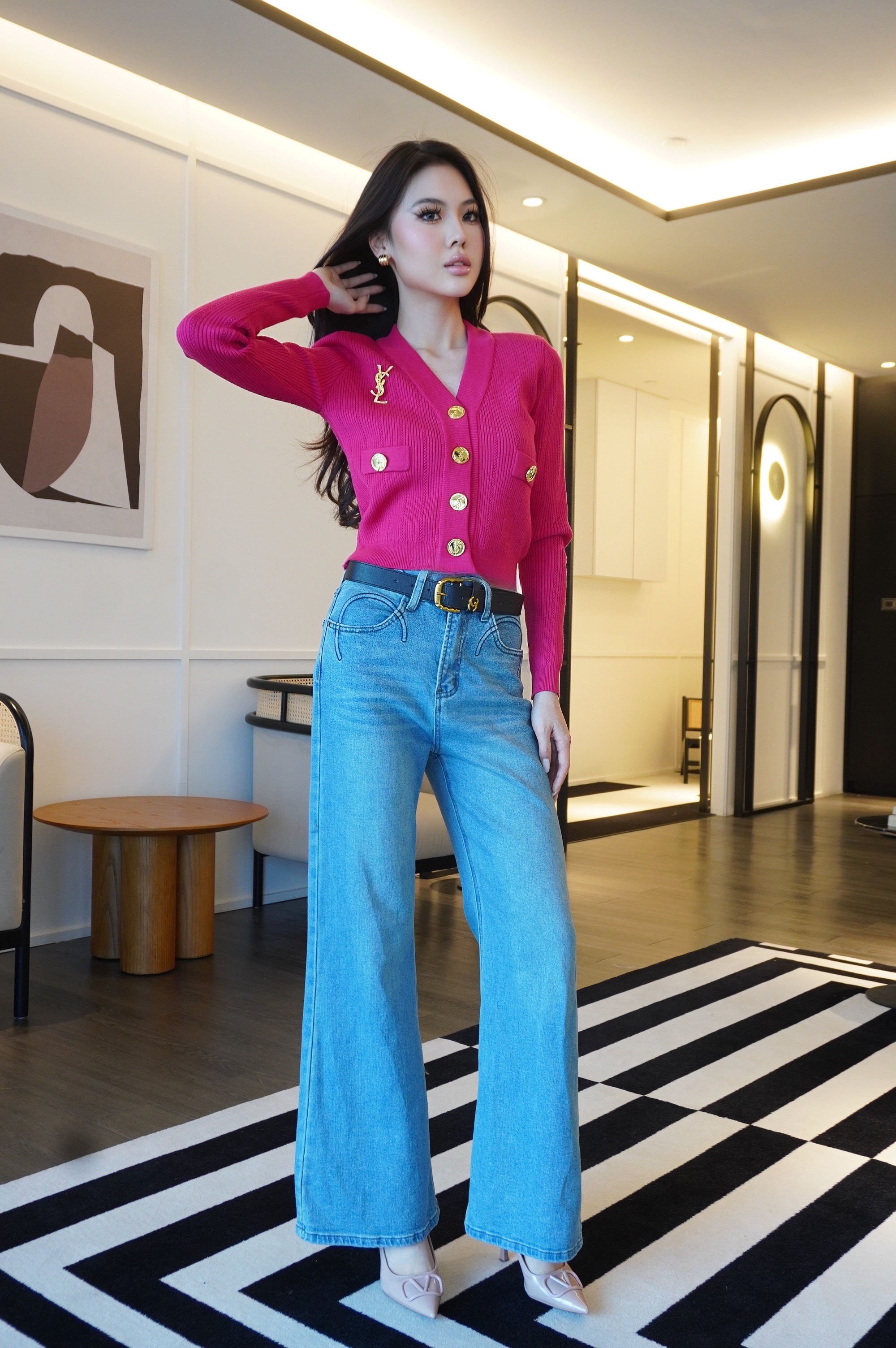 Classic Gold Button Knit MC2066