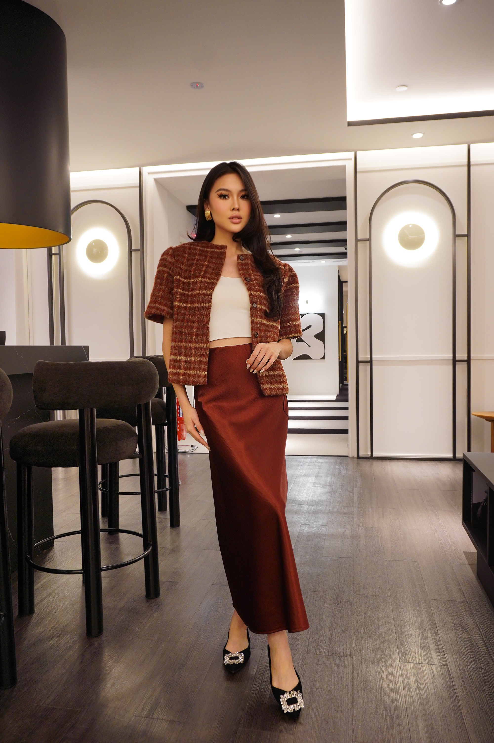 Classic Satin Long Skirt MC2089