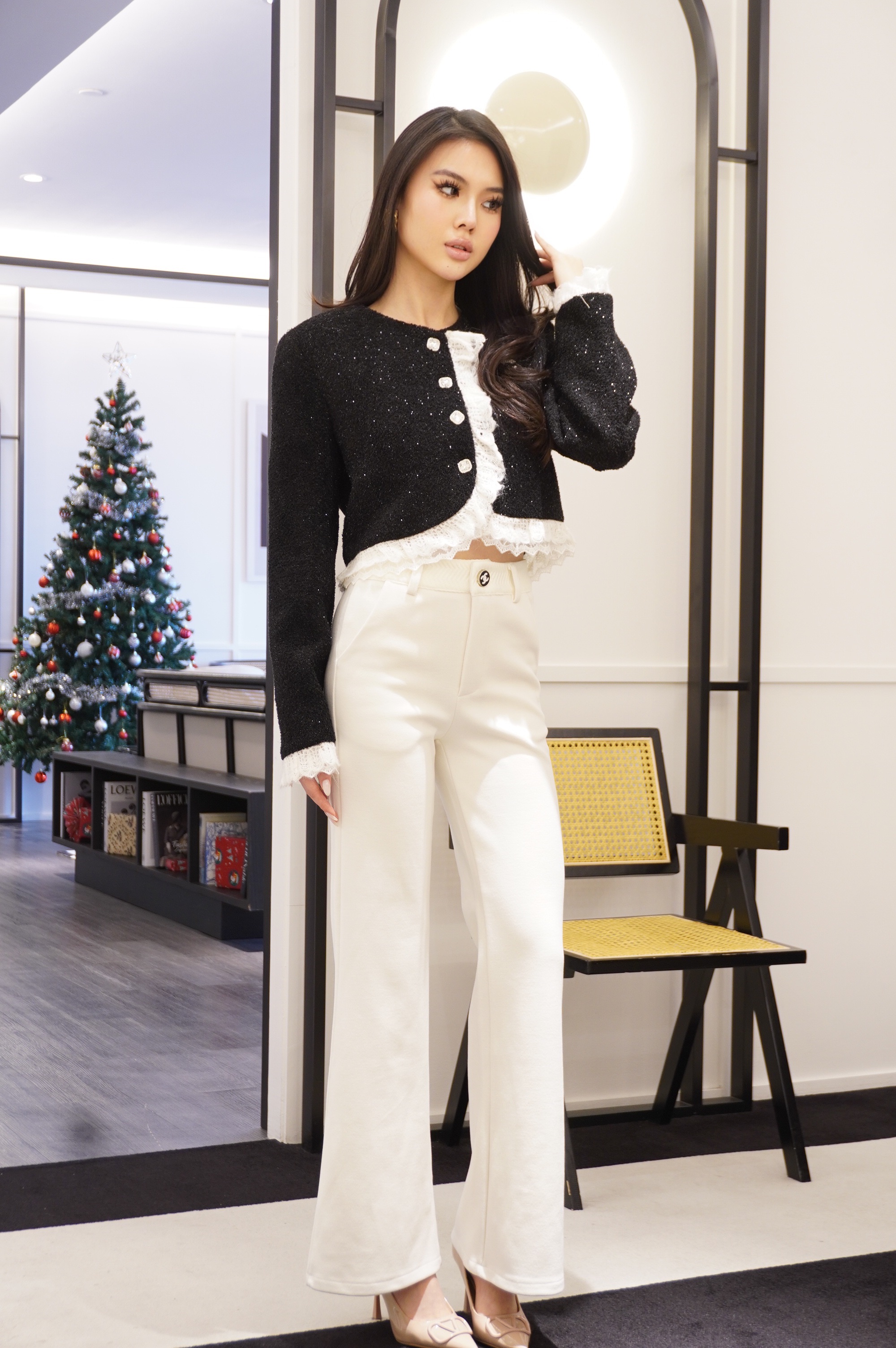 Lace-Trim Tweed Jacket MC2067