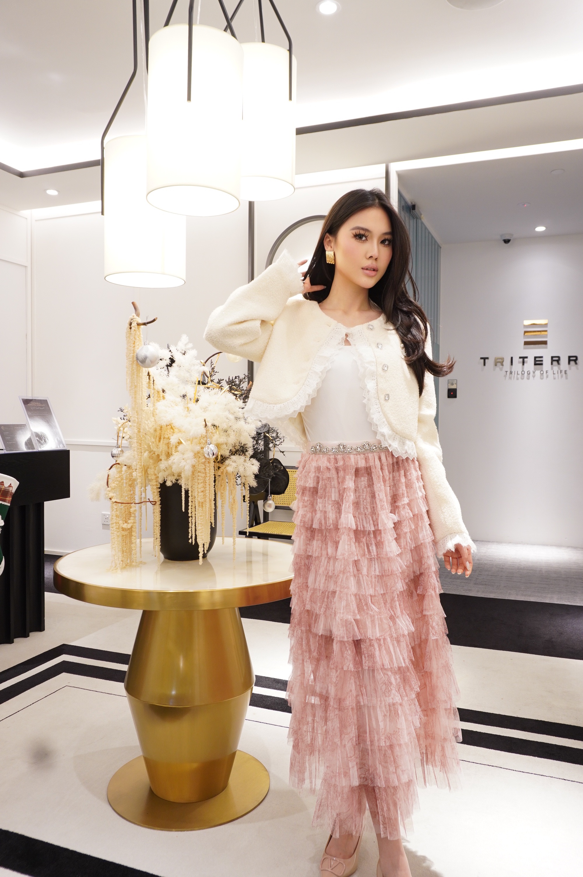 Lace-Trim Tweed Jacket MC2067