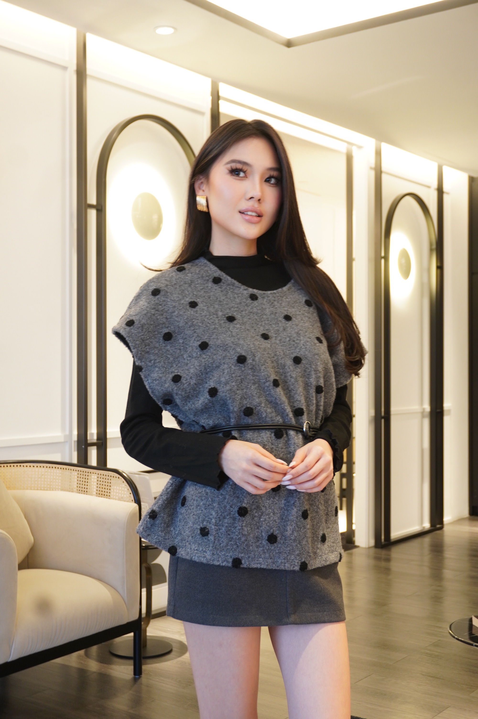 Dot-Texture Knit Top MC2070