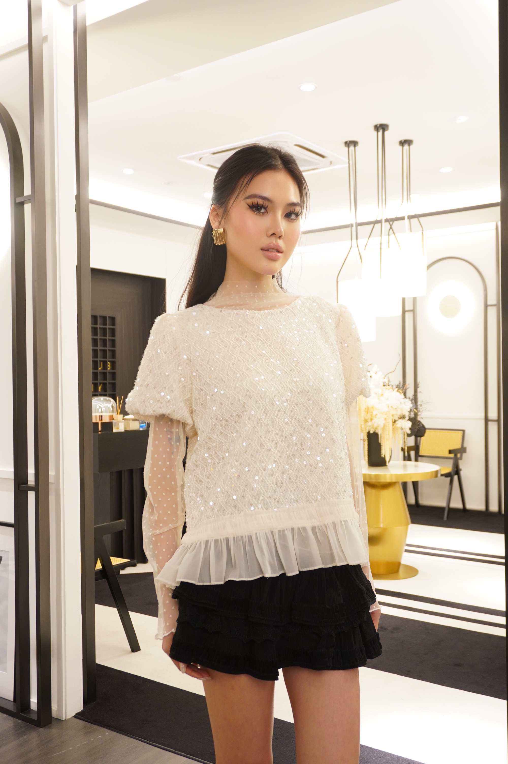 Petal Embellished Layered Top MC2074