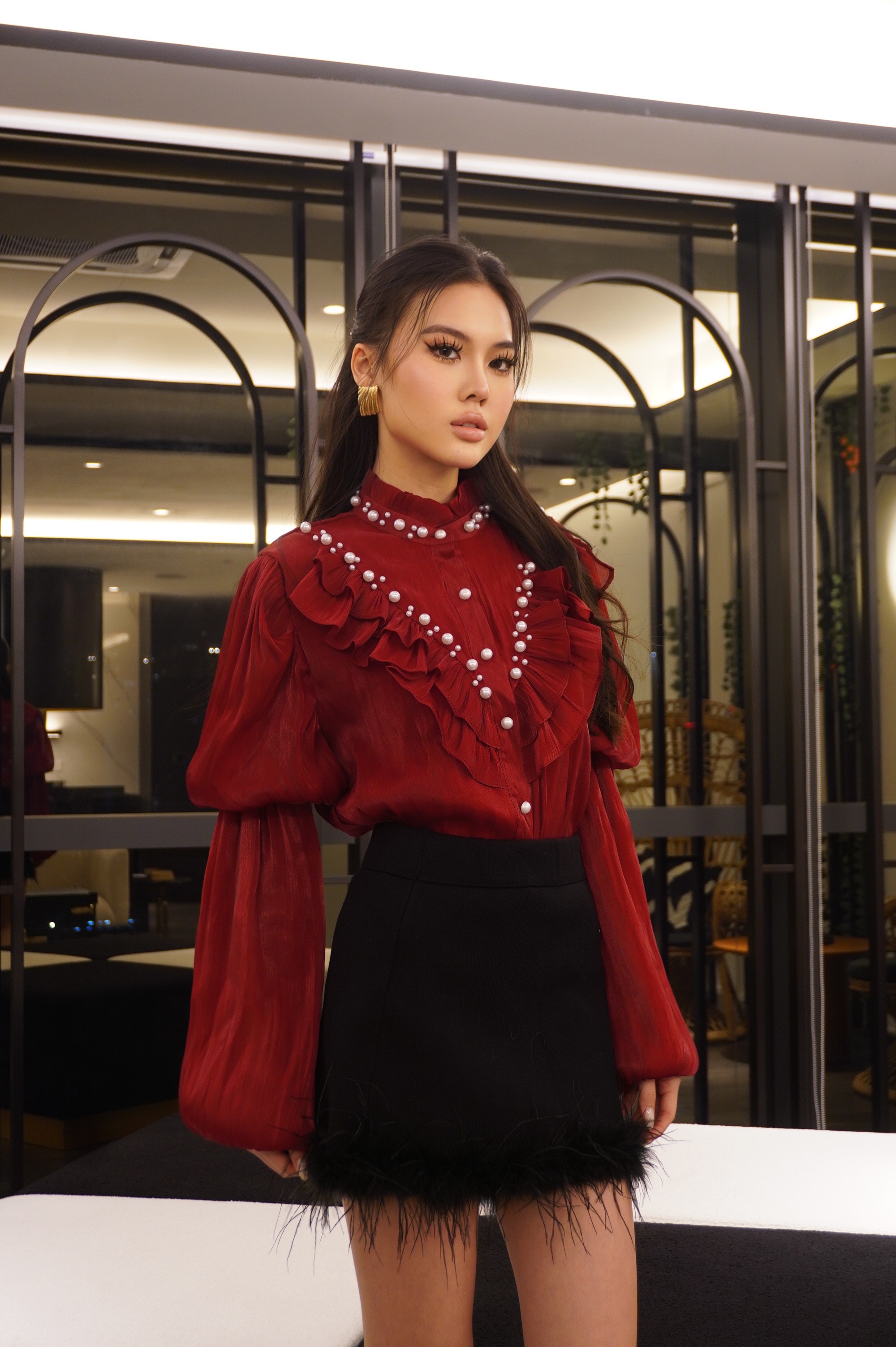 Pearl Frill Tensel Blouse MC2076