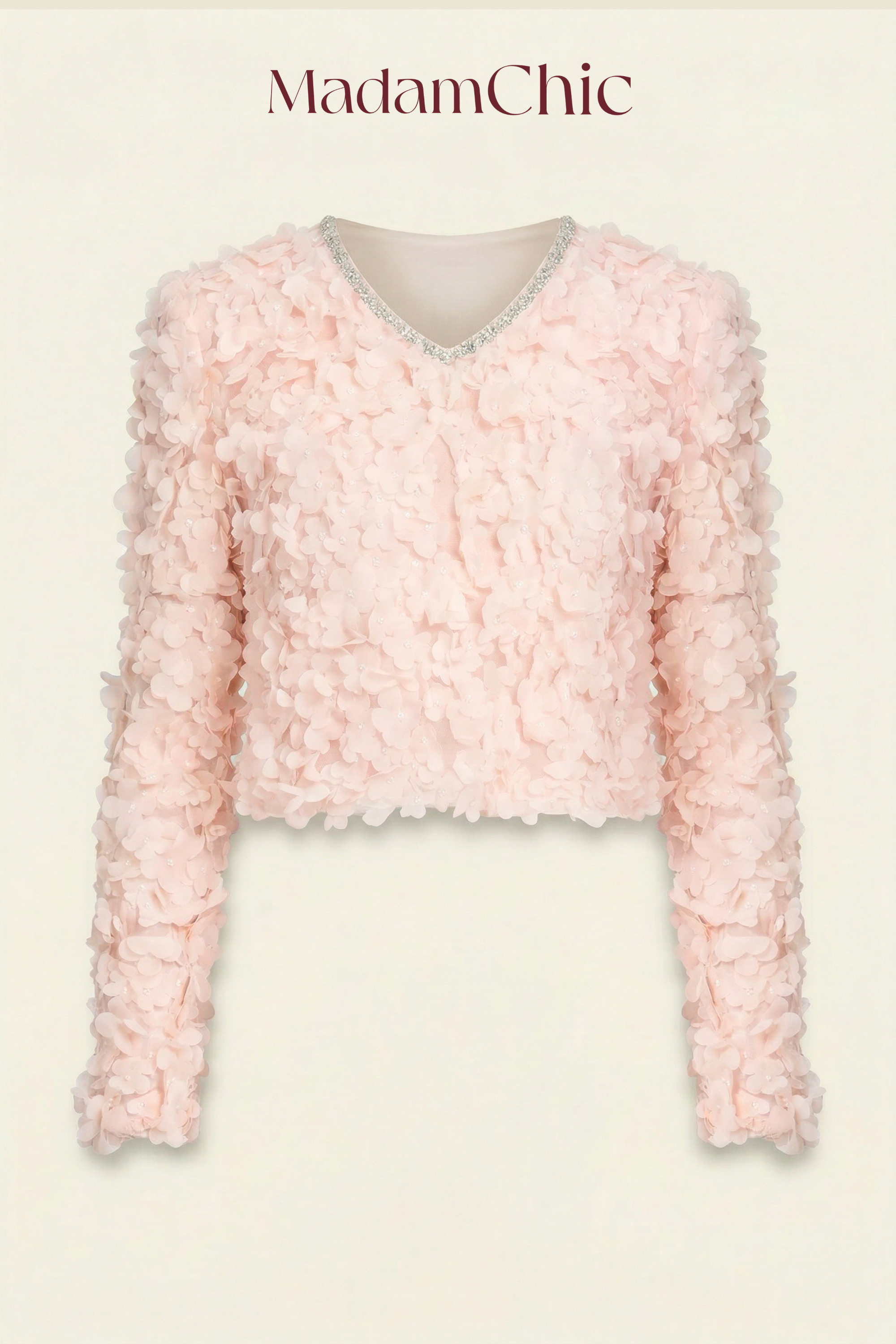 3D Floral Embellished Crop Top MC2159