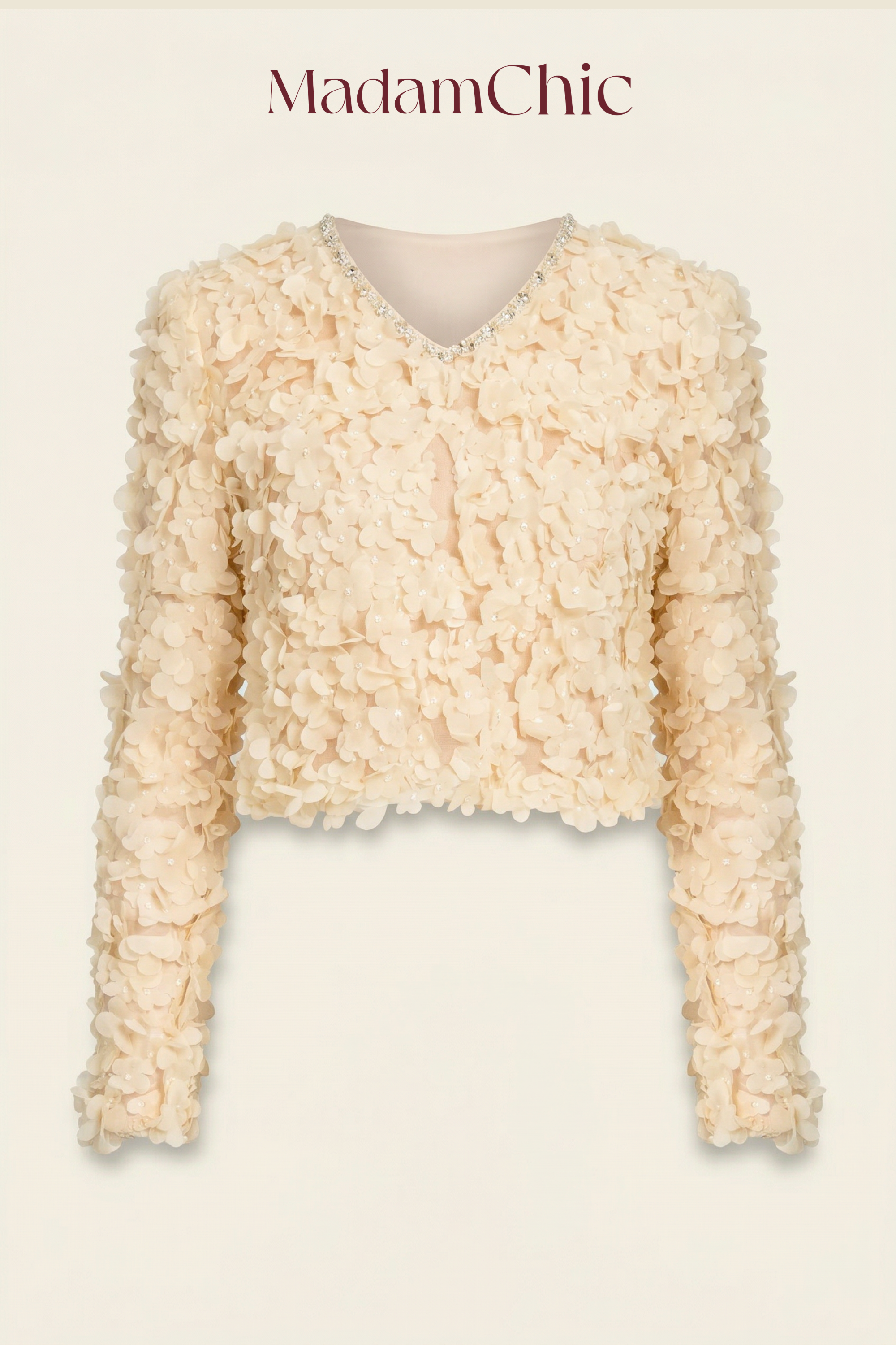 3D Floral Embellished Crop Top MC2159