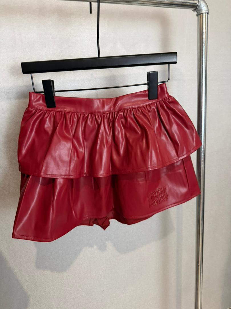  Luxe Ruffle Leather Skort CC2018