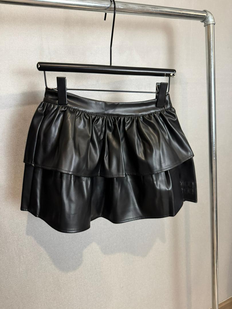  Luxe Ruffle Leather Skort CC2018