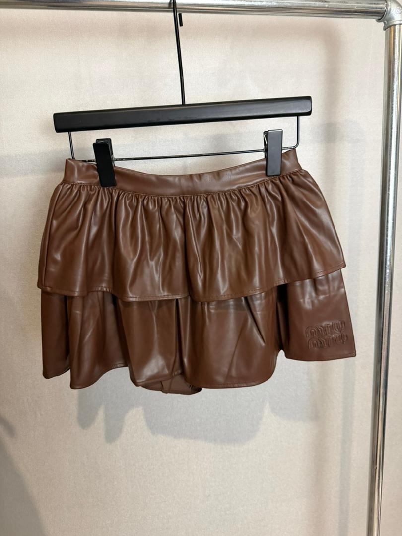  Luxe Ruffle Leather Skort CC2018