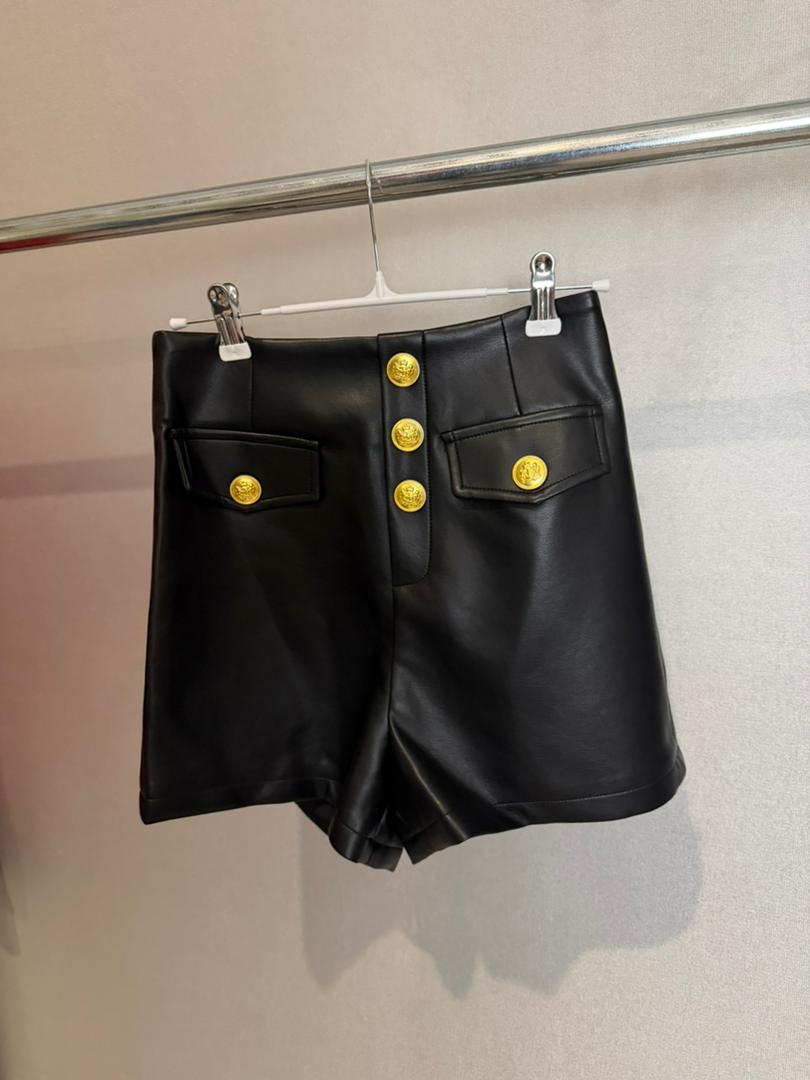 Luxe Ruffle Leather Skort CC2018