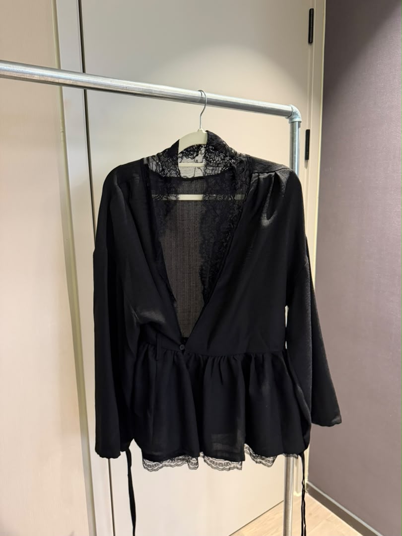 Lace-Trim Wrap Blouse 2243
