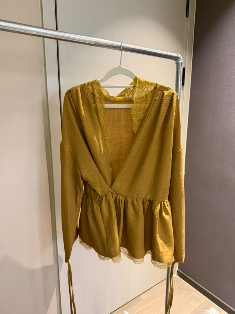 Lace-Trim Wrap Blouse 2243
