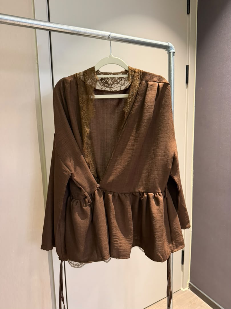 Lace-Trim Wrap Blouse 2243
