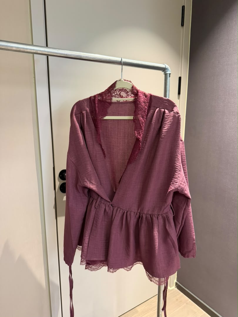Lace-Trim Wrap Blouse 2243