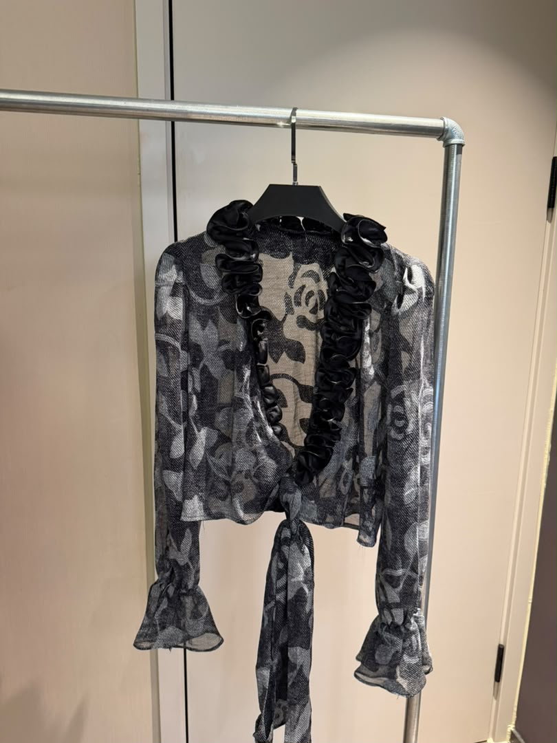 Ruffle Wrap Floral Blouse 2244