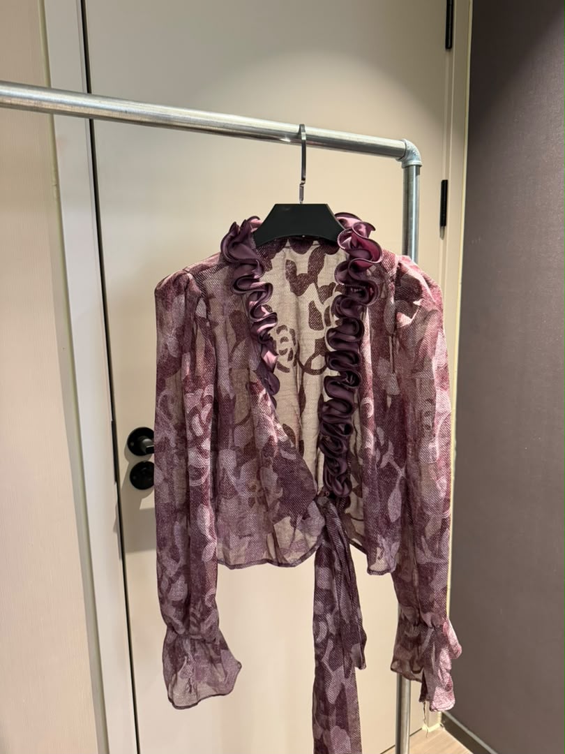 Ruffle Wrap Floral Blouse 2244