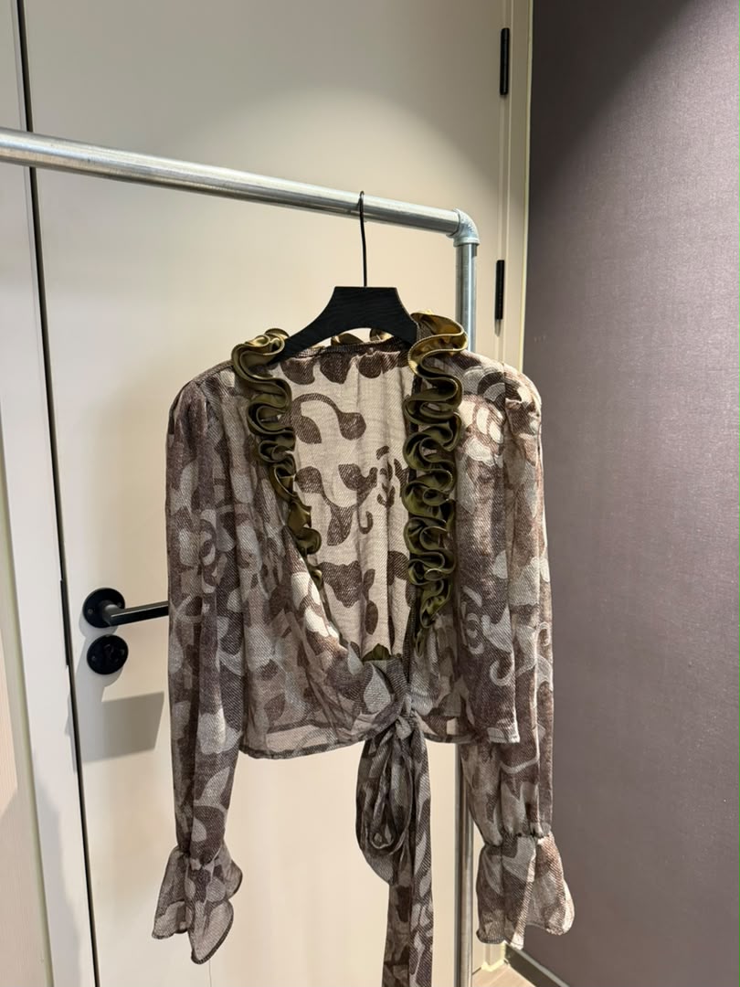 Ruffle Wrap Floral Blouse 2244