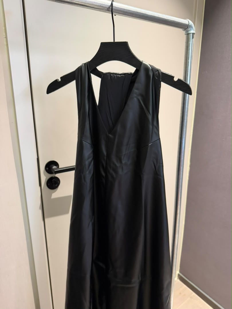 Faux Leather V-Neck Maxi Dress 2246