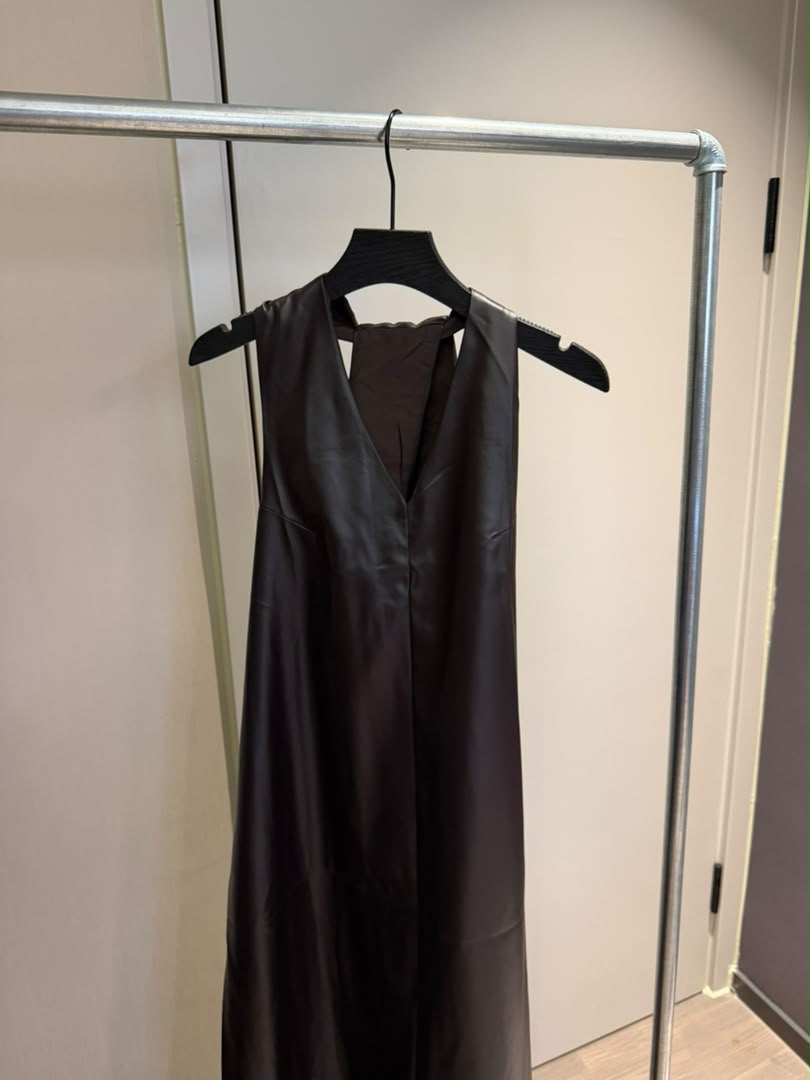 Faux Leather V-Neck Maxi Dress 2246
