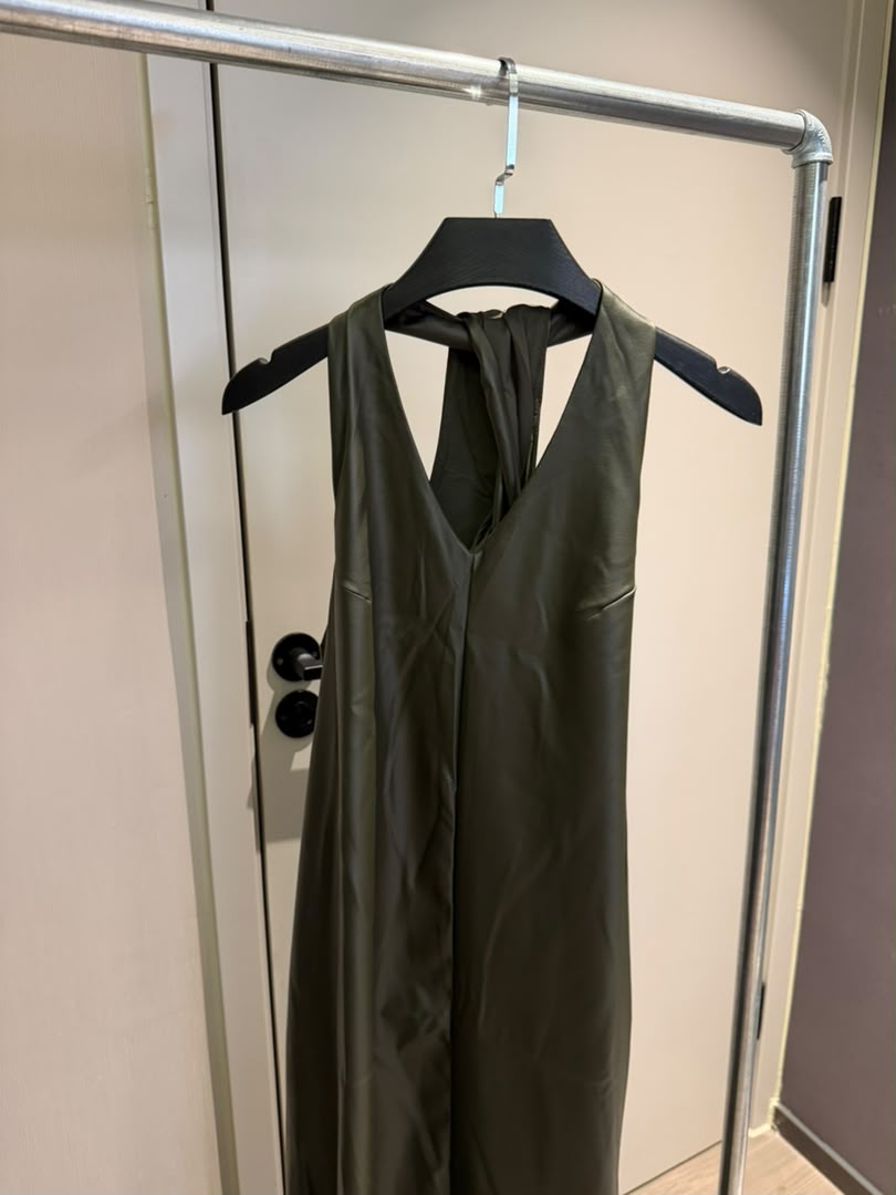 Faux Leather V-Neck Maxi Dress 2246