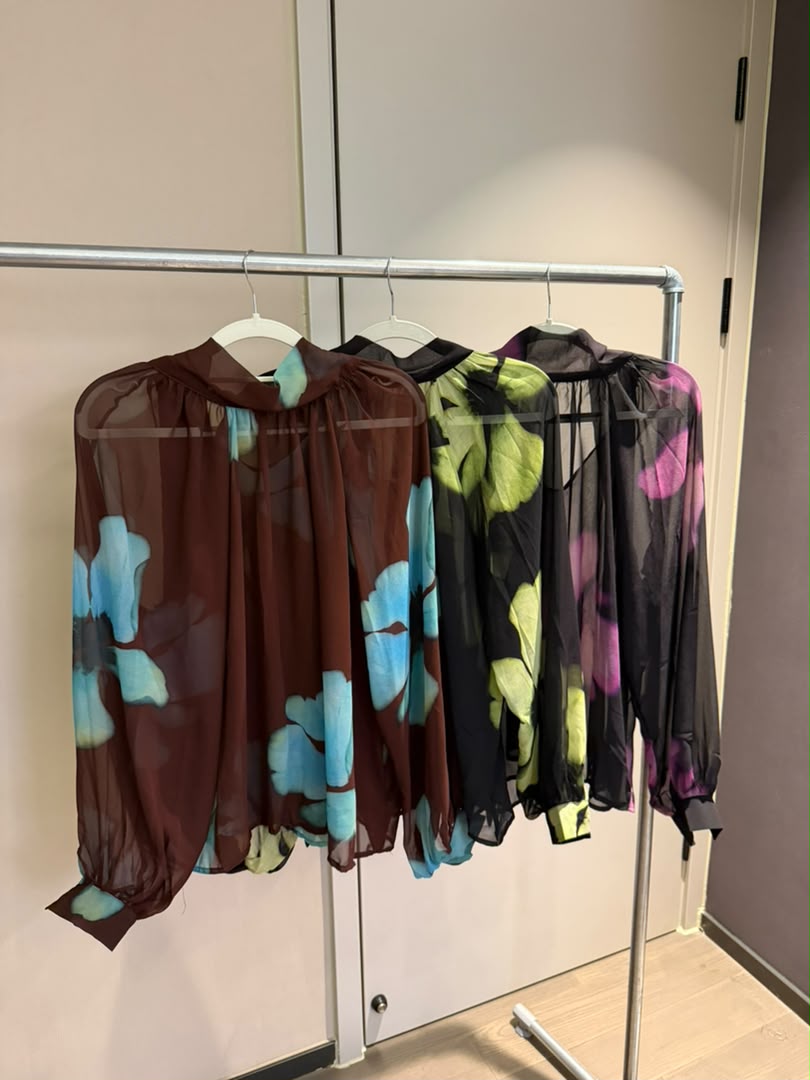Botanical Silhouette Sheer Blouse 2249