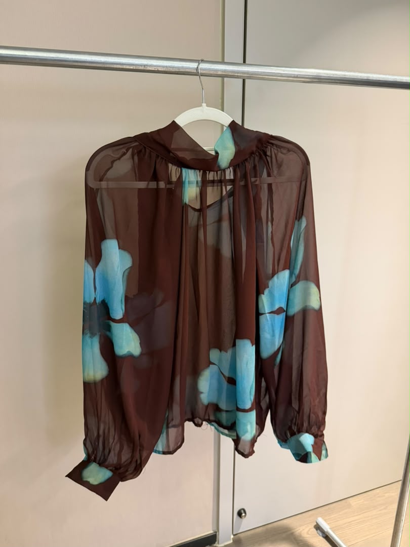 Botanical Silhouette Sheer Blouse 2249