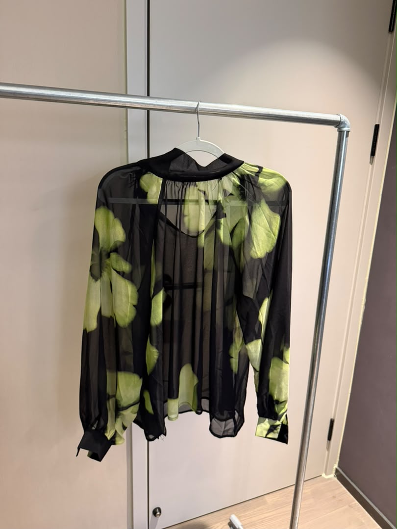 Botanical Silhouette Sheer Blouse 2249