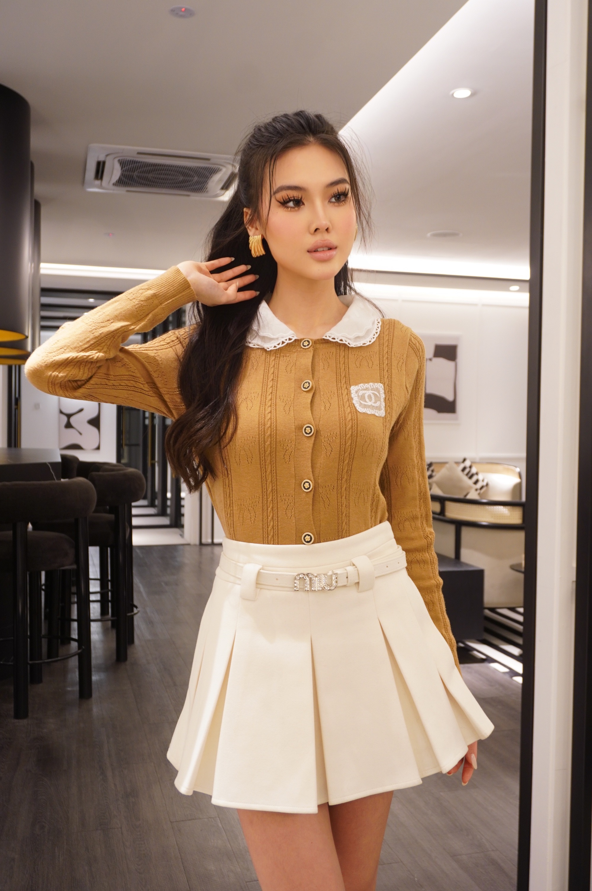 Lace-Collar Knit Cardigan MC2063