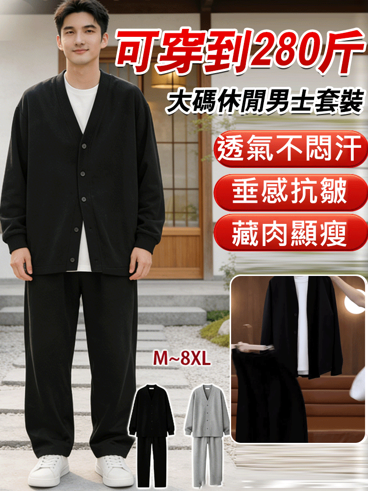 【可穿到280公斤】大尺碼休閒男士套裝