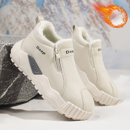 男士加絨拉鍊高筒雪靴