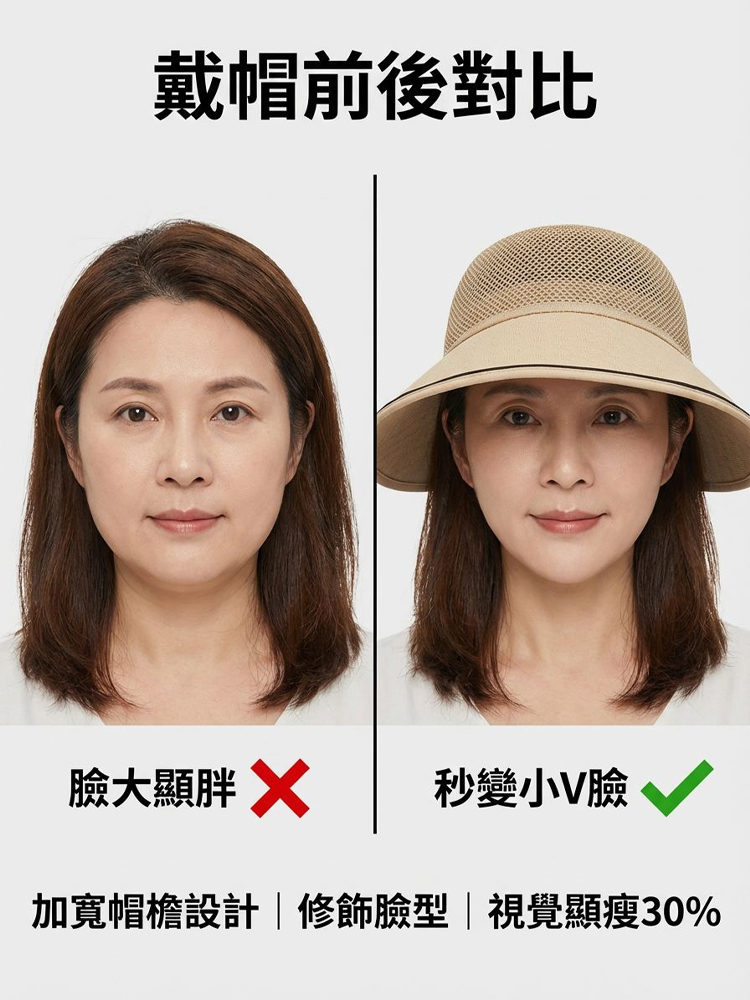 【秒變小V臉】透氣遮陽防曬帽