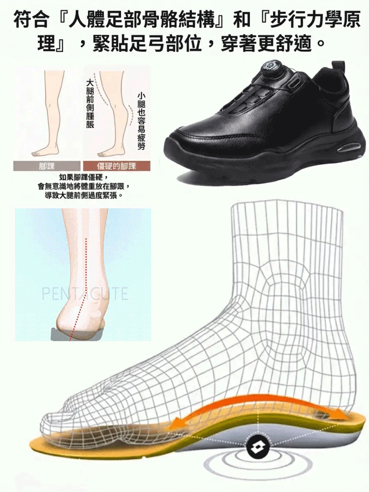 舒適自動紐帶皮鞋