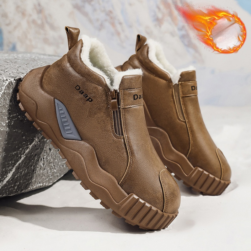 男士加絨拉鍊高筒雪靴