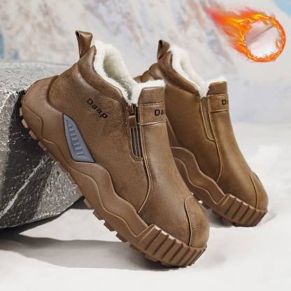 男士加絨拉鍊高筒雪靴