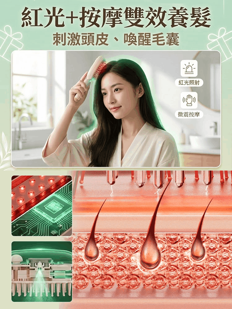 電動噴霧氣囊按摩梳