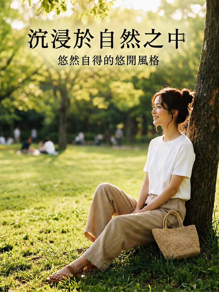 高腰女式棉麻闊腿褲