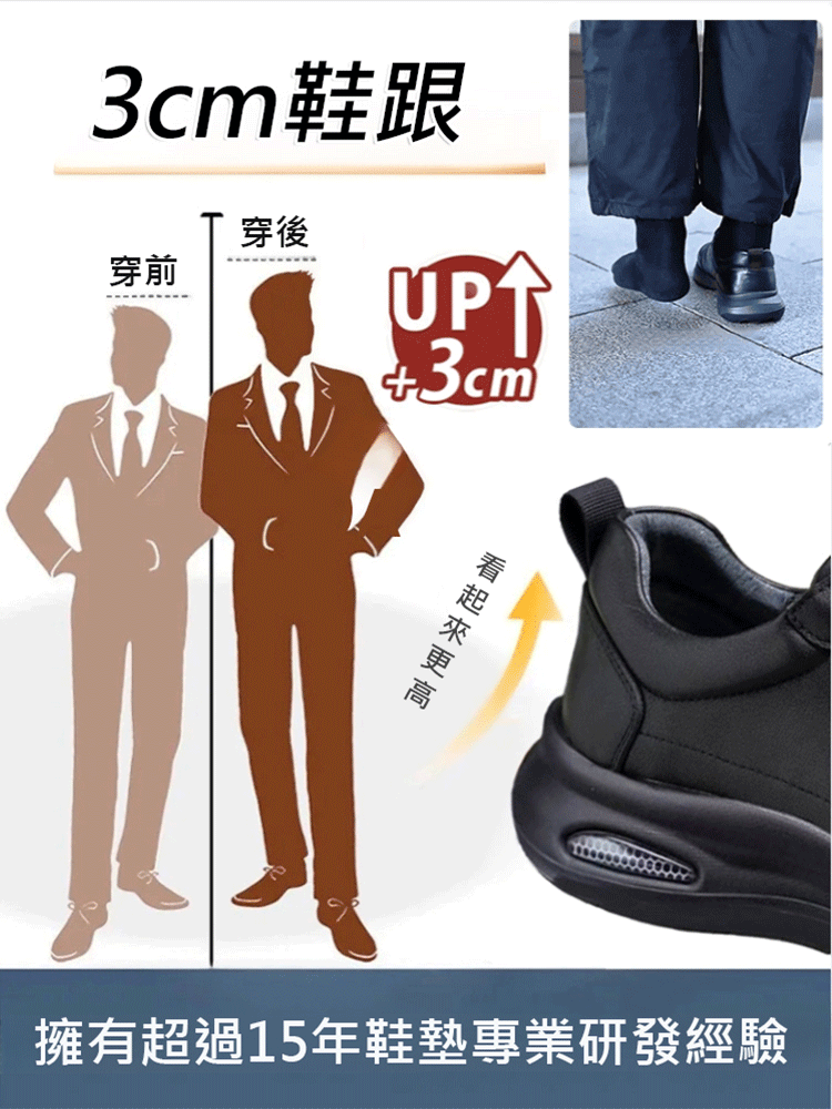 舒適自動紐帶皮鞋