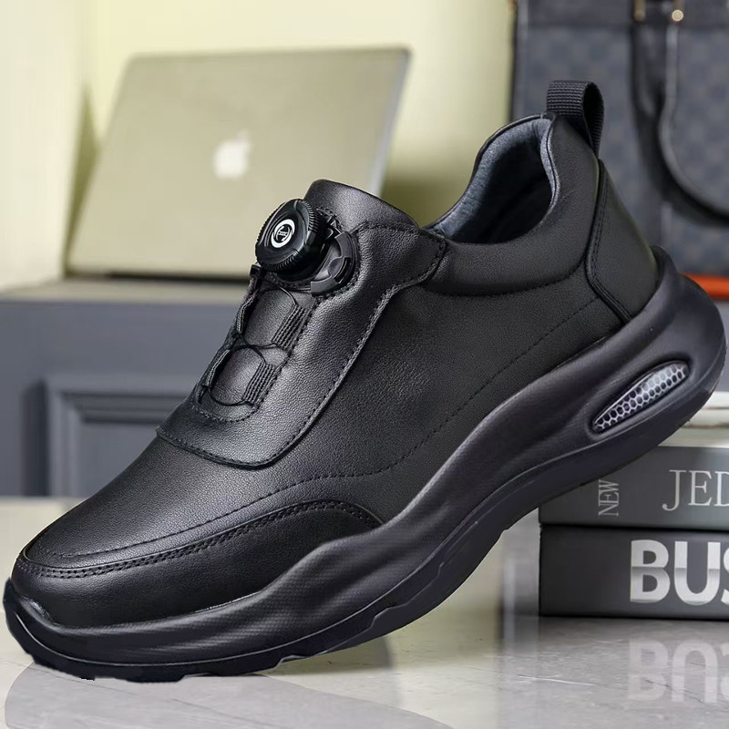 舒適自動紐帶皮鞋