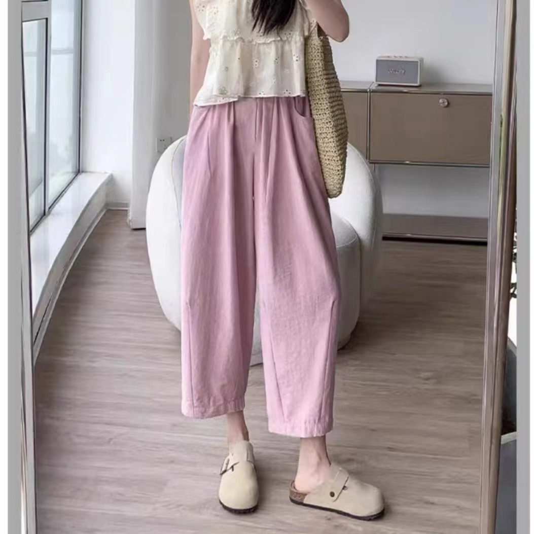 女士高腰慵懶蘿蔔褲