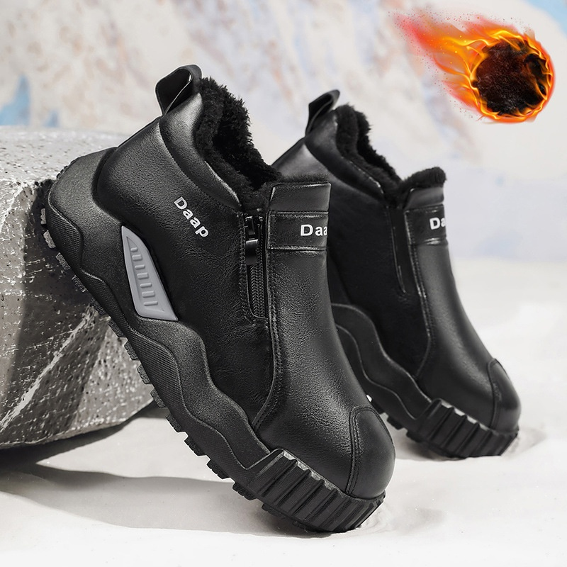 男士加絨拉鍊高筒雪靴
