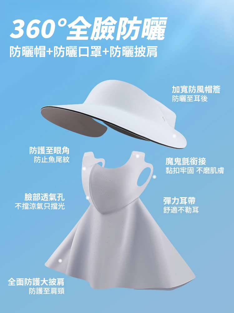 【三合一全面防曬】抵擋紫外線冰絲面罩